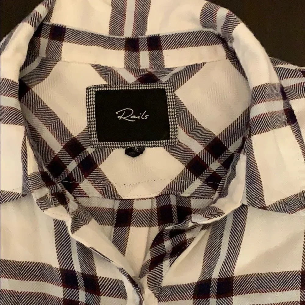Rails Blue, White & burgundy Flannel size Small - Picture 2 of 4